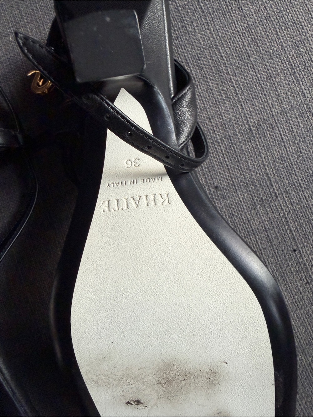 KHAITE Black Square-Toe Strappy Sandals SIZE 36 - Picture 9 of 12
